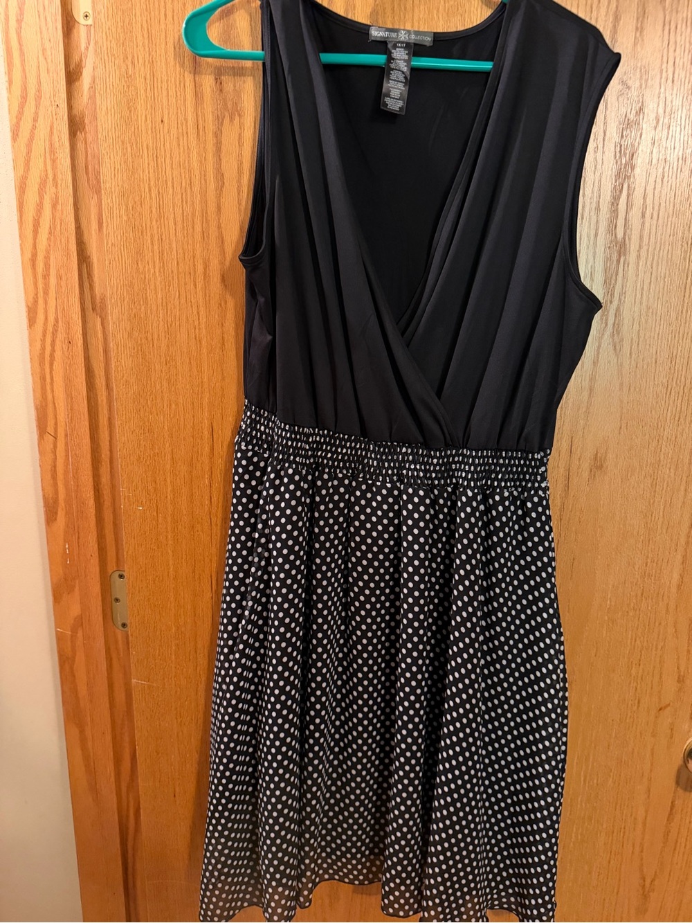 Sleeveless Black and White Polka Dot Midi Dress